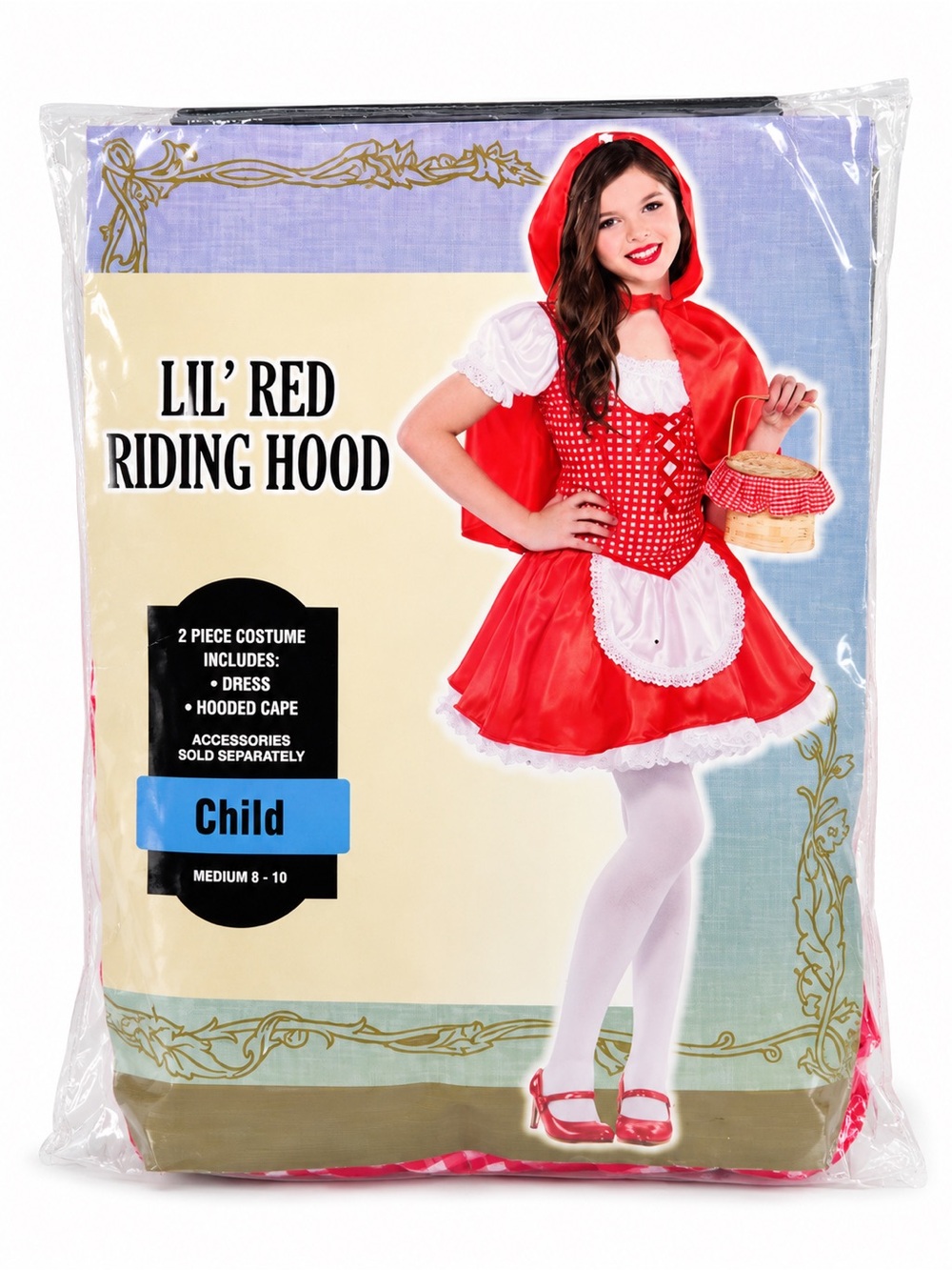 Lil’ Red Riding Hood Girls Halloween Costume Child Medium 8-10 Dress & Cape